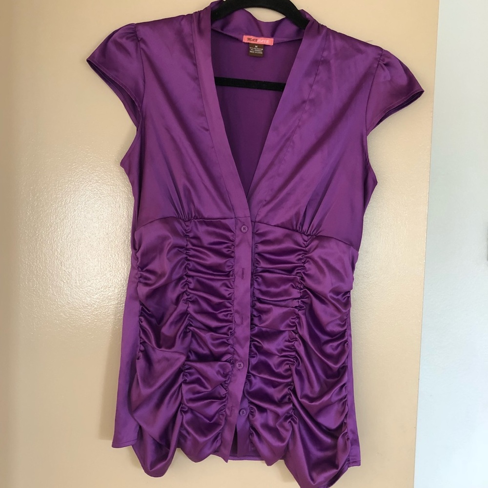 Purple button down top